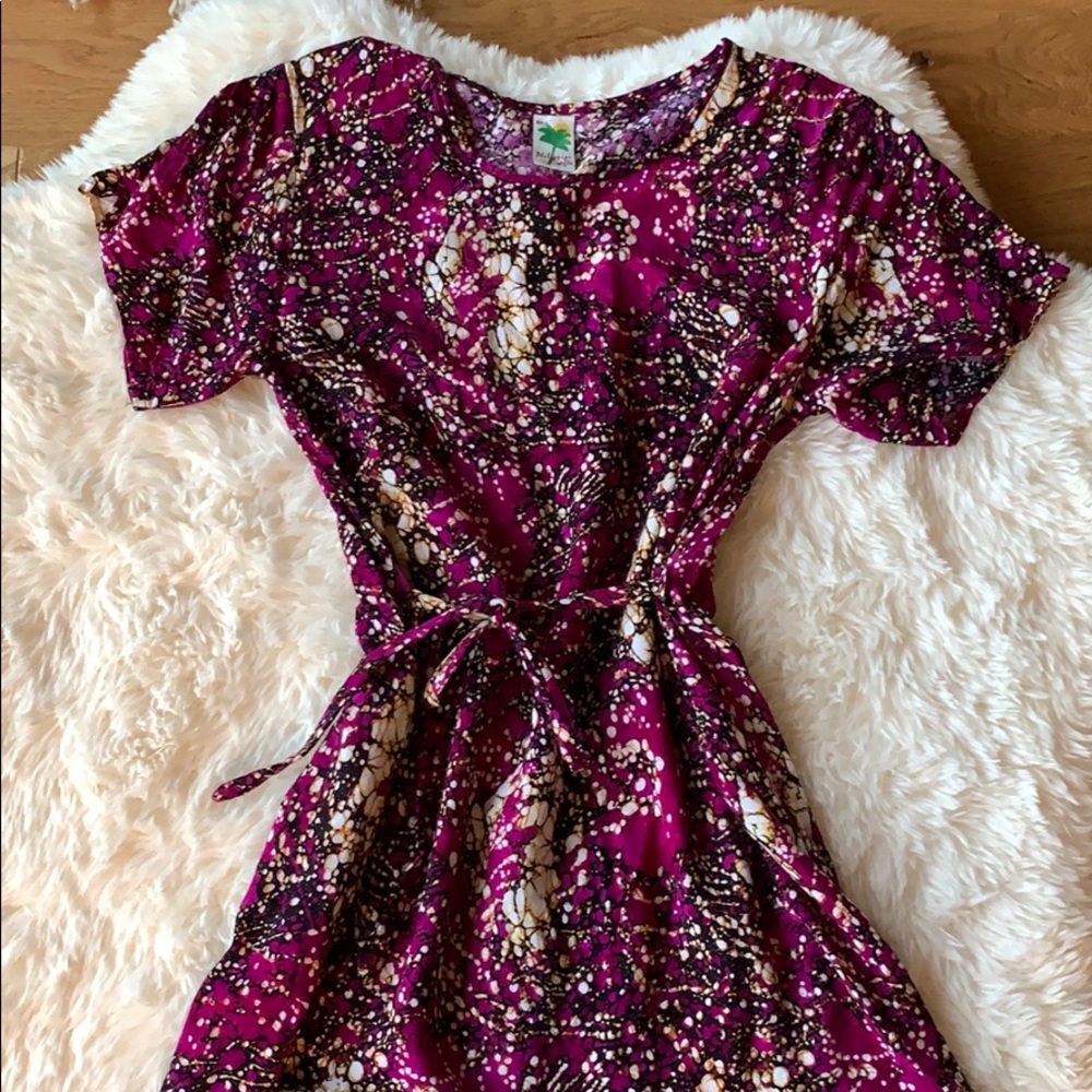 Vintage 90s paint splatter t shirt tie front dress